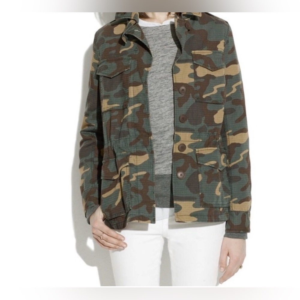 Madewell Camo Outbound Jacket Women Army Green Camouflage Utility, Size S